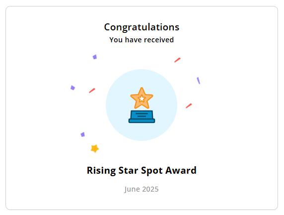 🏆 Rising Star Spot Award Certificate